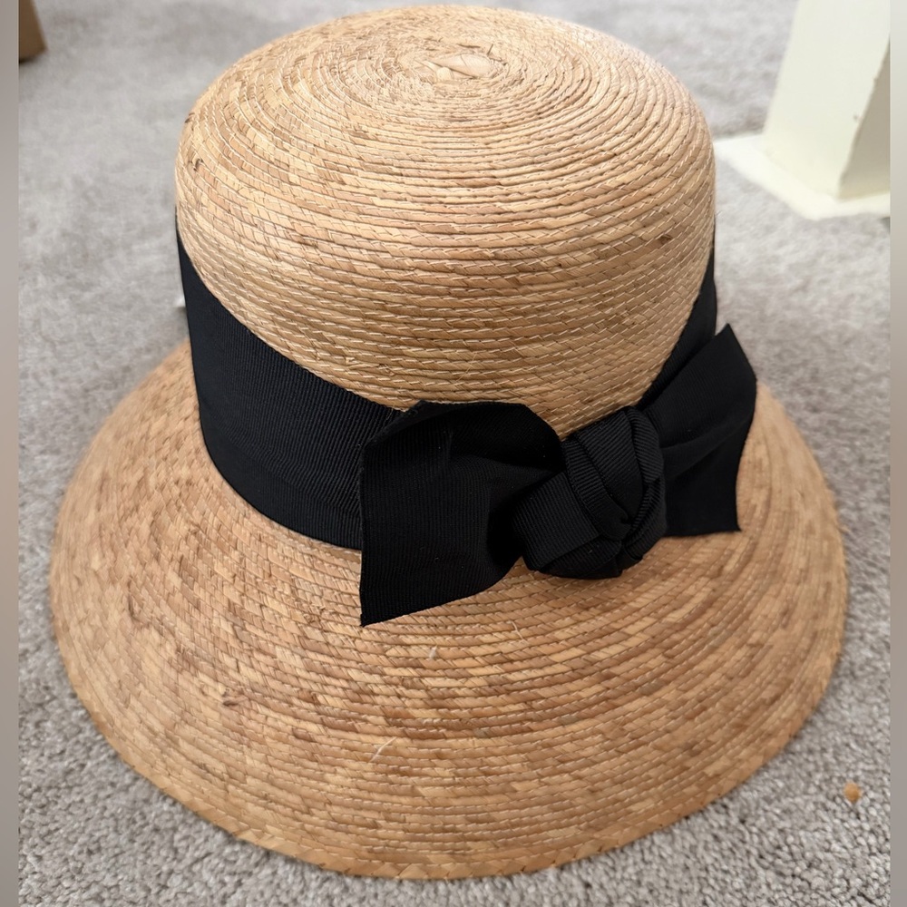 NWT Tula Somerset Black Bow Straw Hat - Picture 7 of 9